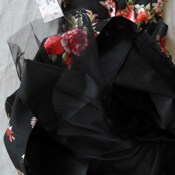 NWT Mia & Mimi Girls L (10) Satin Floral Dress with Crinoline - Picture 9 of 13